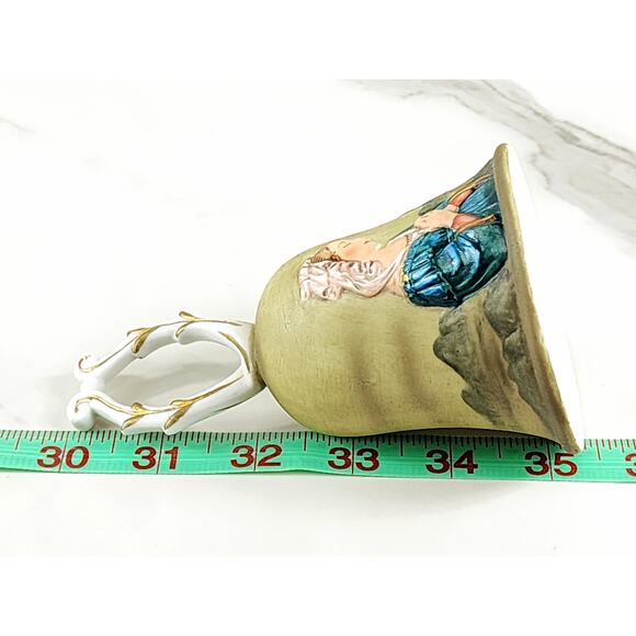 Bisque Praying Madonna Bell 5 3/4" Porcelain 1979 Hand Painted Roman Mexico - Picture 13 of 14